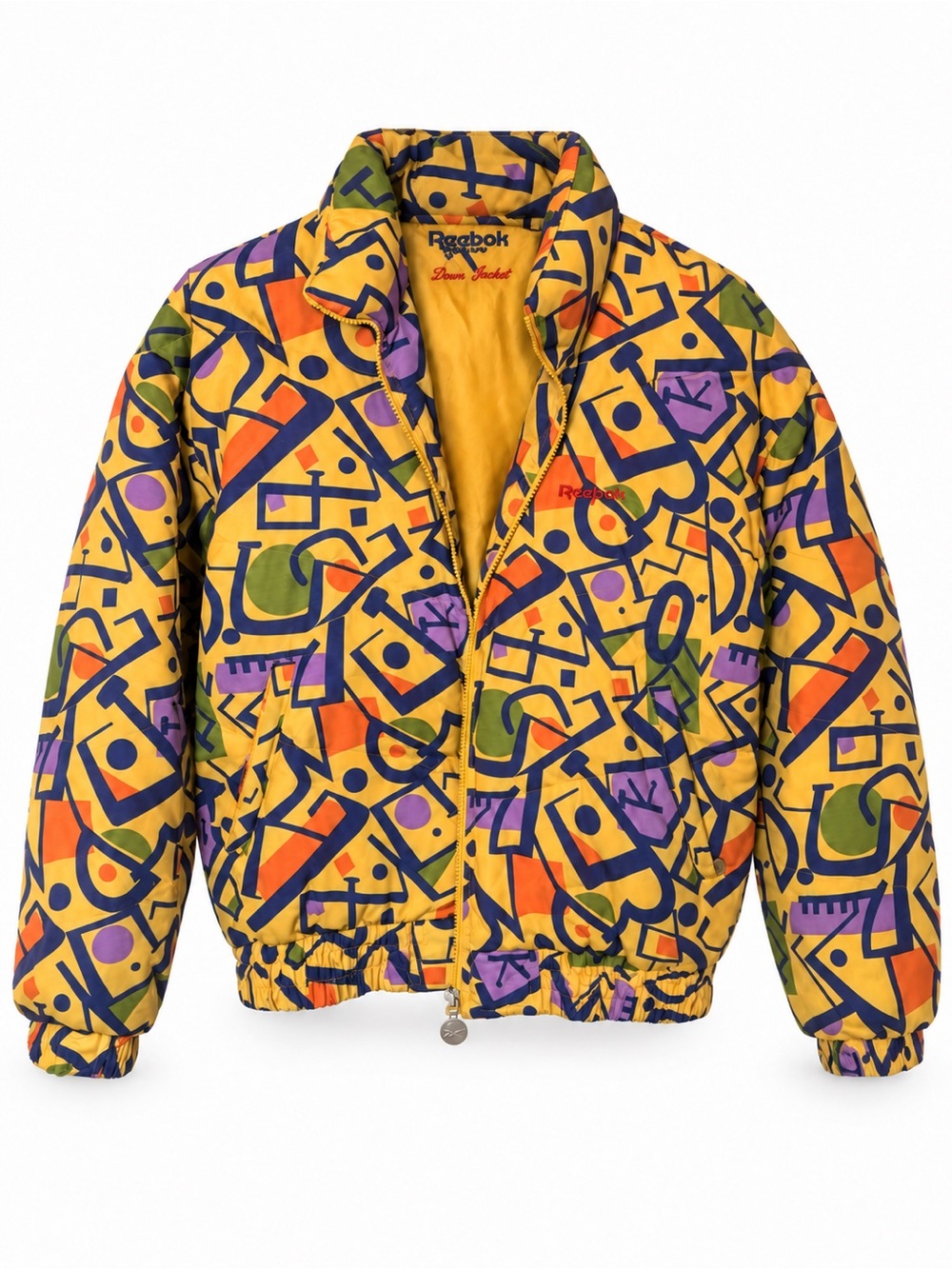 Vintage Reebok Down Jacket Unisex M Memphis Print 80s 90s Korea